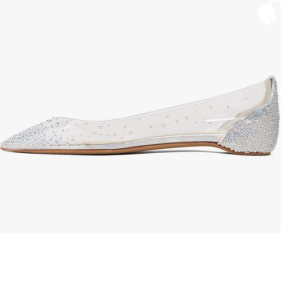 XYD Shoes - XYD Silver Sequins Rhinestones Studded Rivets Hidden Heels Slip On Ballet Flats